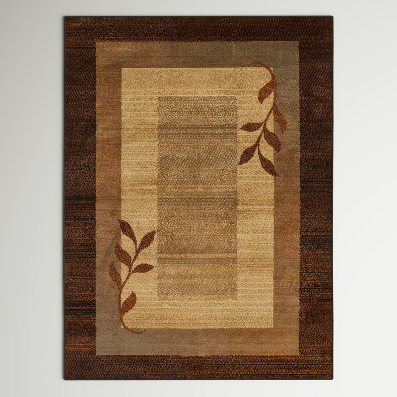 Royalty Clover Contemporary Geometric Border Area Rug, Brown/Blue, Rectangle 1'8" x 2'8"