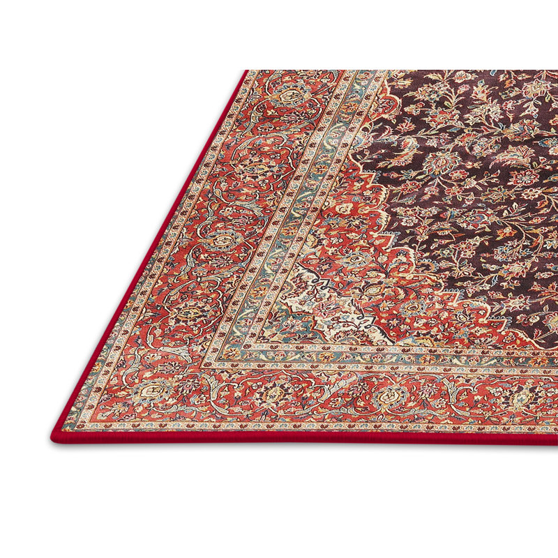 Tapis beige / rouge en laine Lisbeth, Rectangle 5 pi x 8 pi