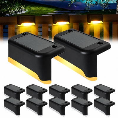 Solar Powered Integrated LED Deck Lights Outdoor Waterproof Step Light for Fence Patio Yard Pathway