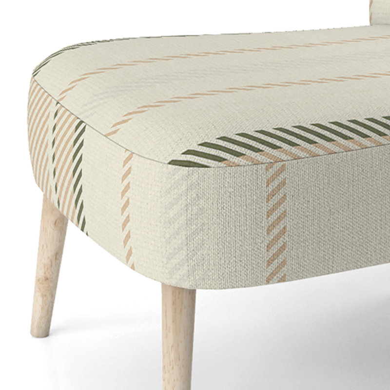Chaise d'appoint rembourrée à motif crème à rayures crème