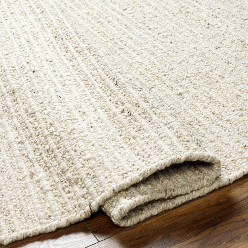 Miramar Wool Striped Area Rug in Beige, Rectangle 2' x 3'