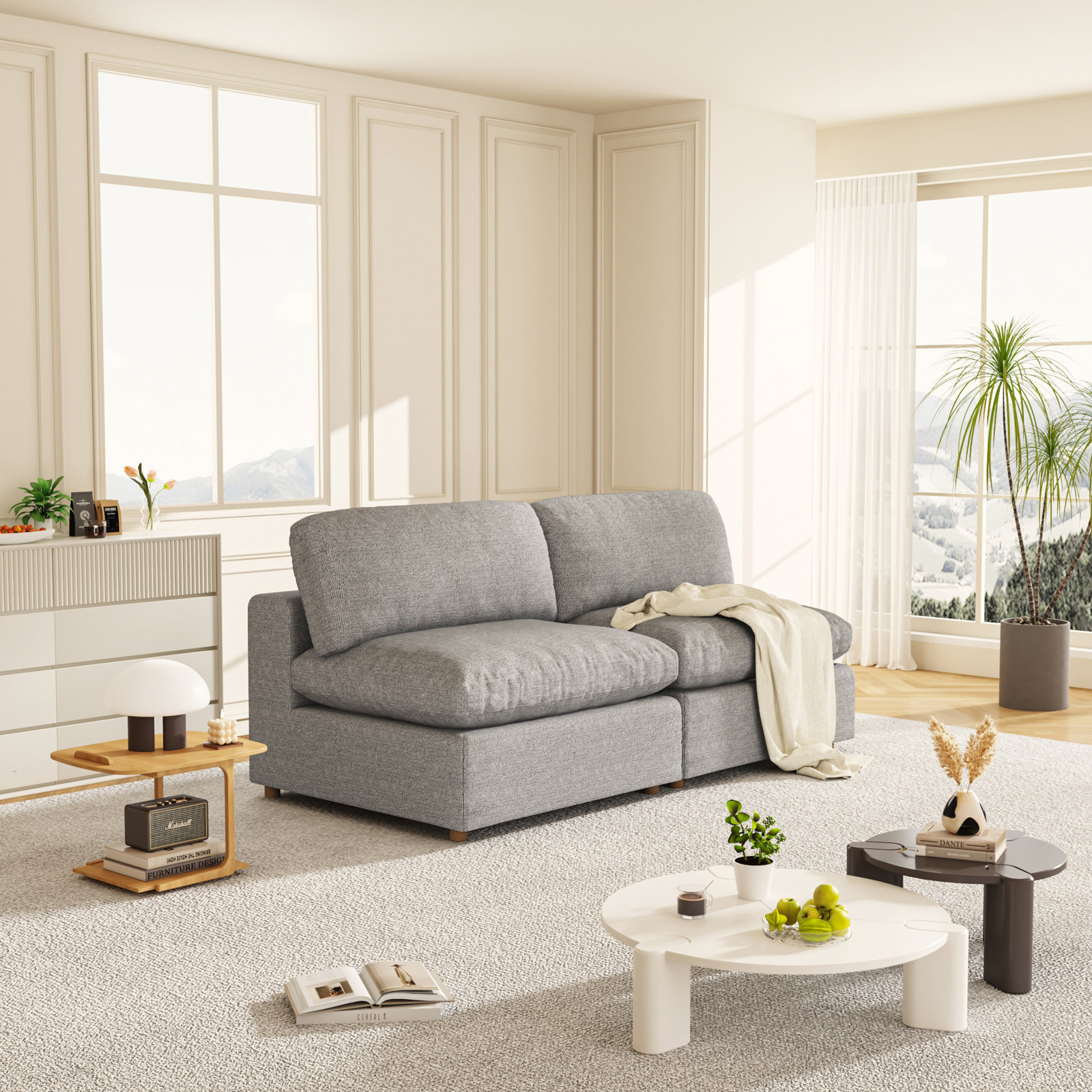 Jossa 76" Modular Loveseat, Gray