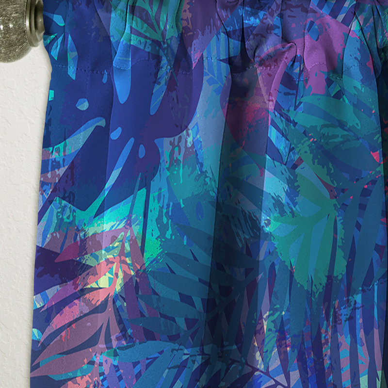 Rideau simple occultant avec motif tropical et feuilles de palmier - Nature, L 52 po x L 95 po