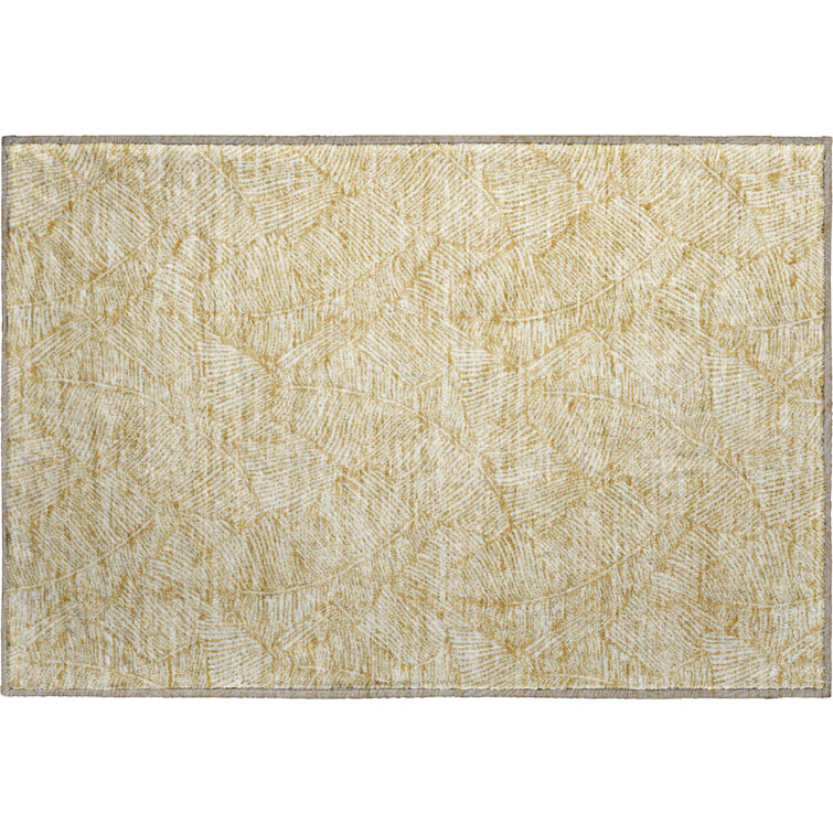 Premium Machine Washable Prisco Gold Rug