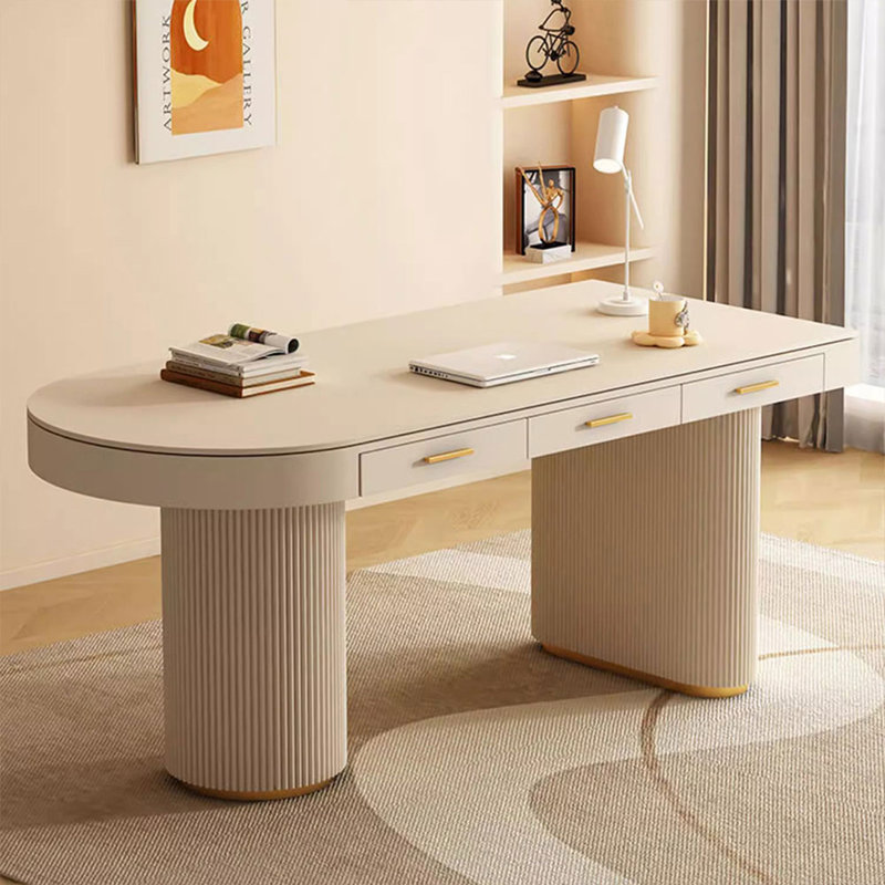 Bureau d'écriture avec tiroirs Beige, 29.53" H x 55.12" W x 27.56" D