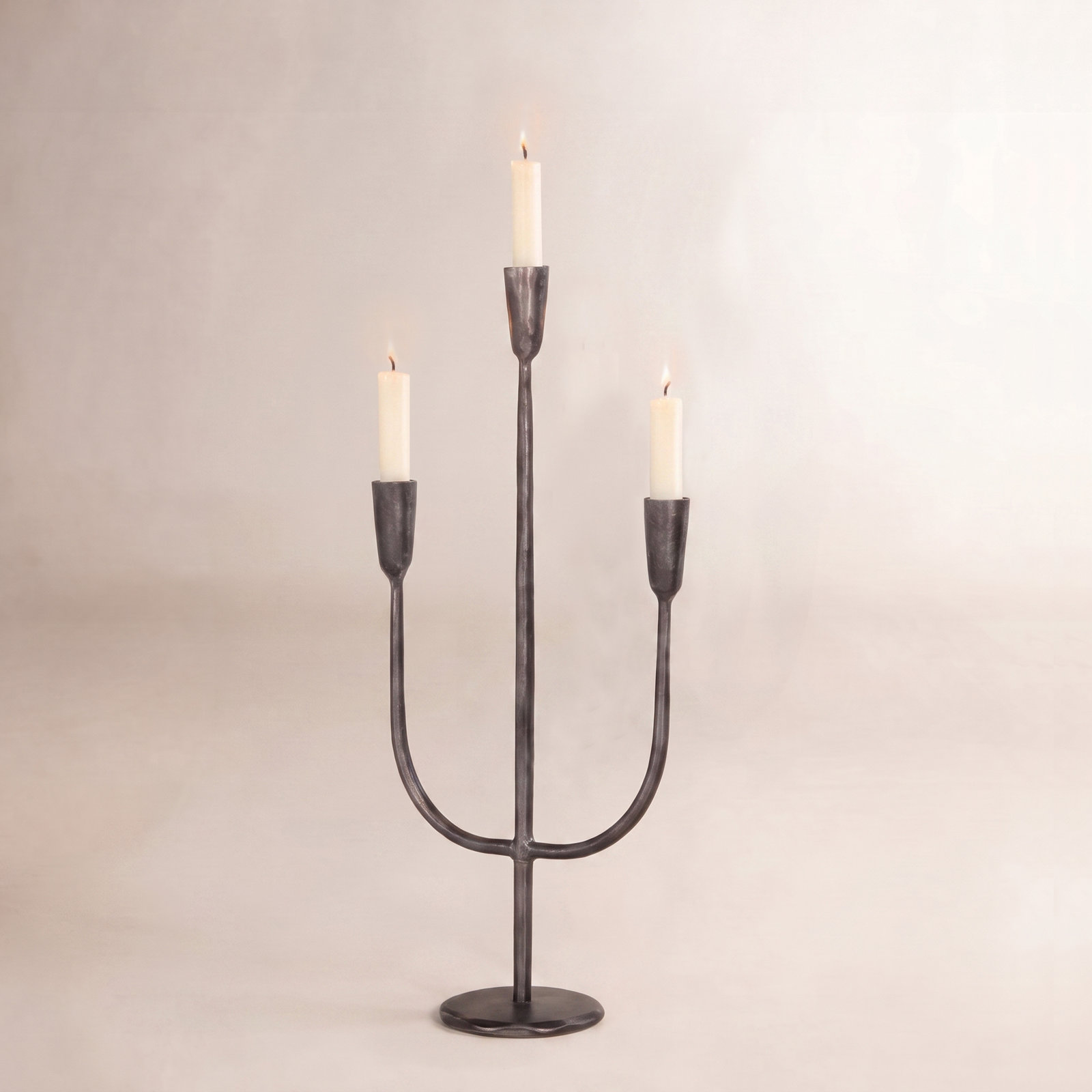 Handcrafted Metal Candelabra, Black