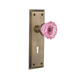 New York Plate with Decorative Keyhole and Crystal Pink Door Knob