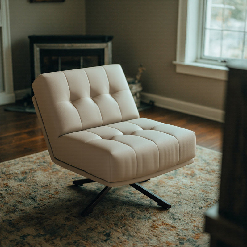 Leather 360-degree Rotating Single Chair With Eco-leather Upholstery