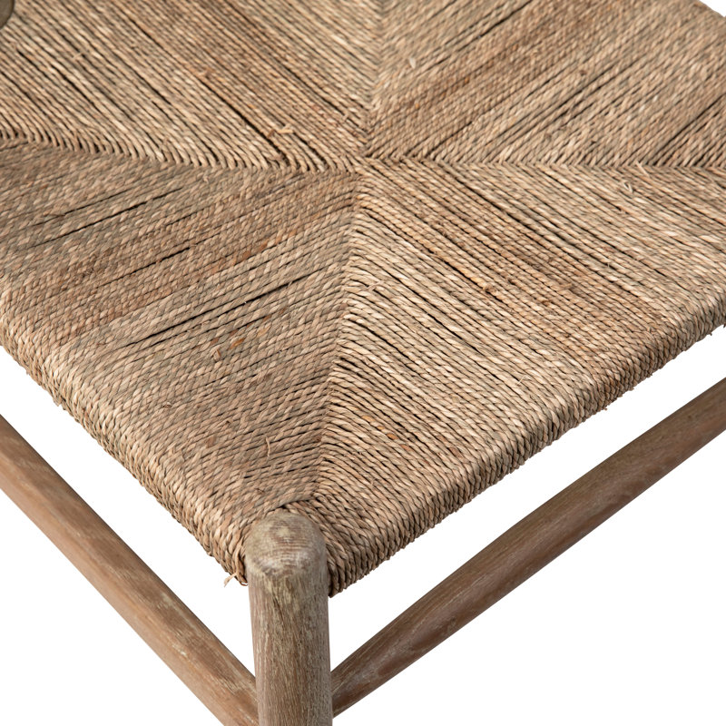 Buchholtz Natural Oak and Natural Woven Wicker Wishbone Back Dining Counter Stool, Oak