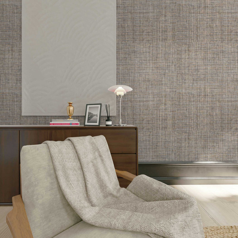 Boxweave Paperweave Wallpaper, Brun et bleu