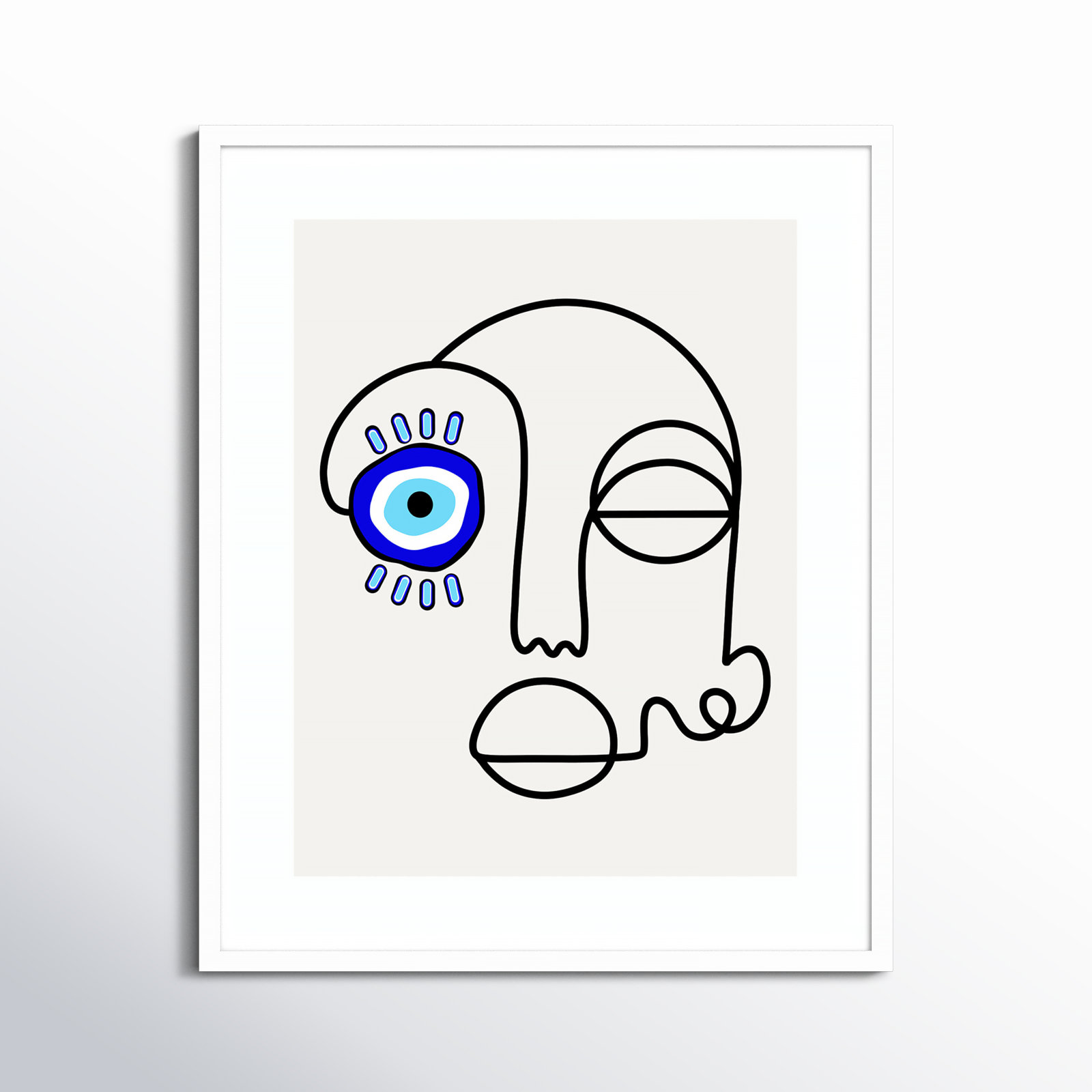 No Evil Allowed by Shatha Al Dafai, 33.38" H x 27.38" W x 0.875" D, White