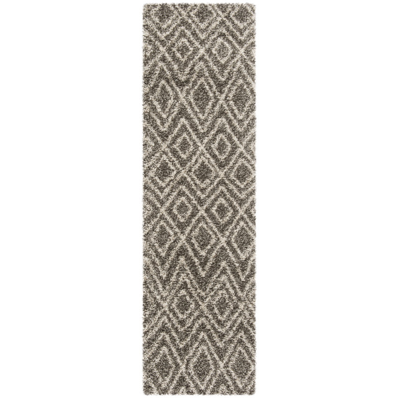 Tapis gris / ivoire Adessa, Tapis de couloir 2 pi 3 po x 8 pi