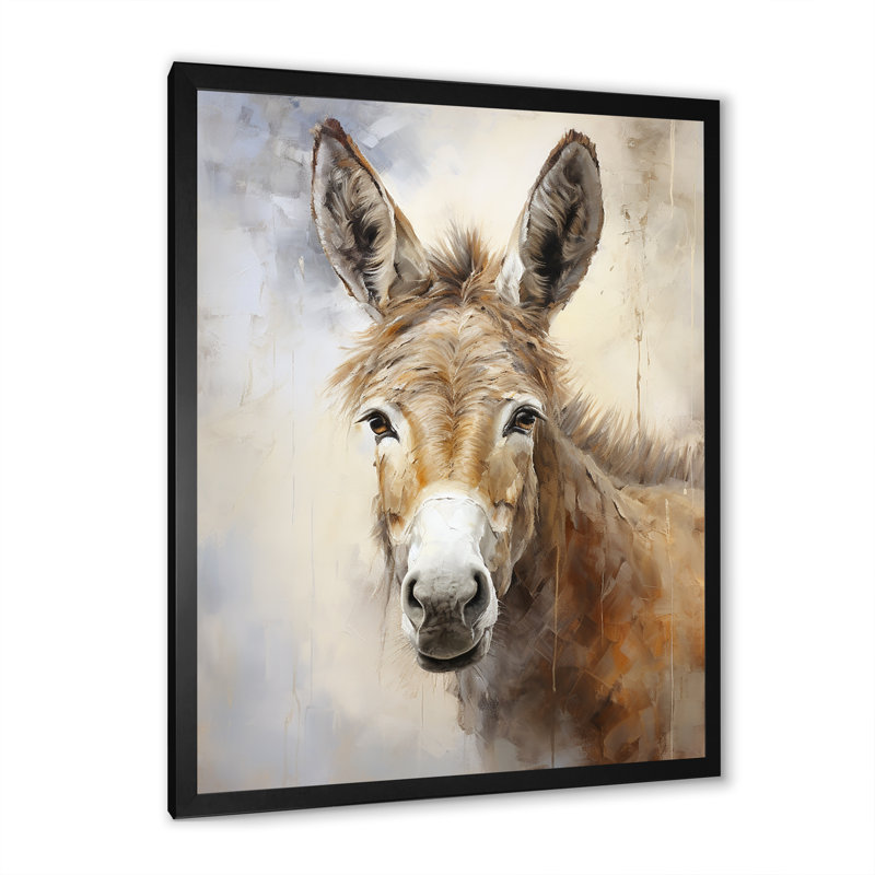 Sophisticated Donkey Portrait II, Black Single Picture Framed, 44" H x 34" W x 1.5" D