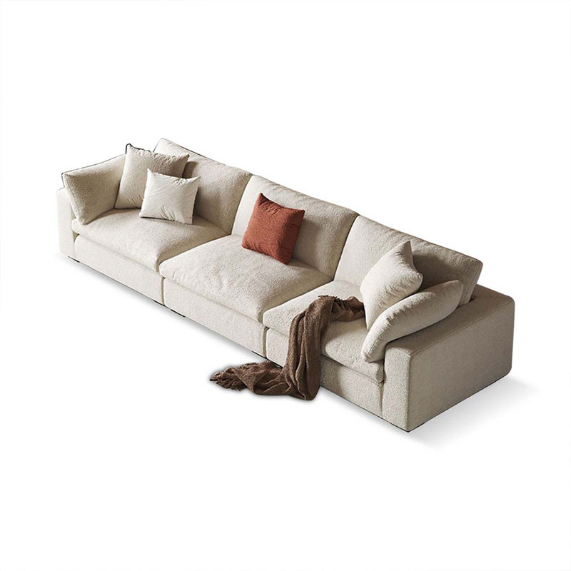Causeuse-coussin modulaire en velours blanc crème