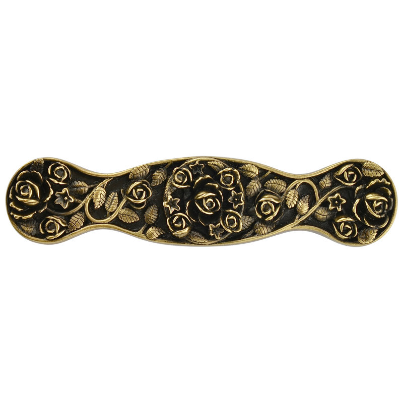 Floral Bar / Handle Pull, Antique Brass