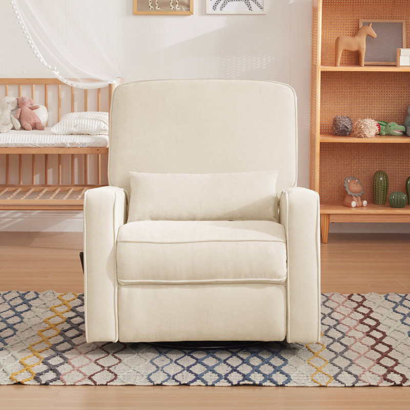 Azizi 33" Wide Modern Chenille Swivel Glider, Beige