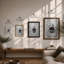 Shark Breaks Through Modern - Framed Print-1382373289-1382373287