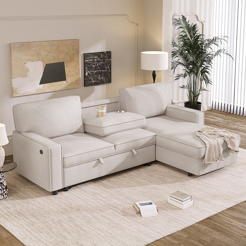 Philotheos Upholstered L-Shaped Sectional Reversible, Beige