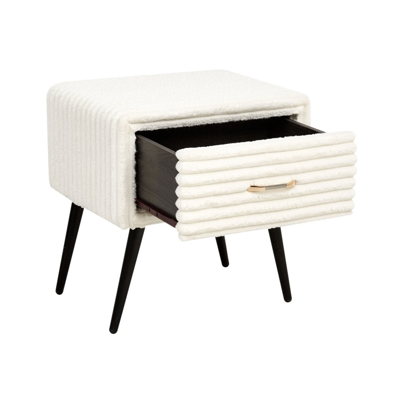 Bedside Table Fieldsboro Corduroy, White