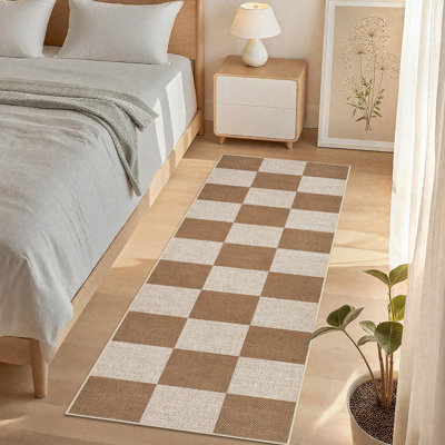 Tapis moderne lavable à carreaux pour l'intérieur et l'extérieur
