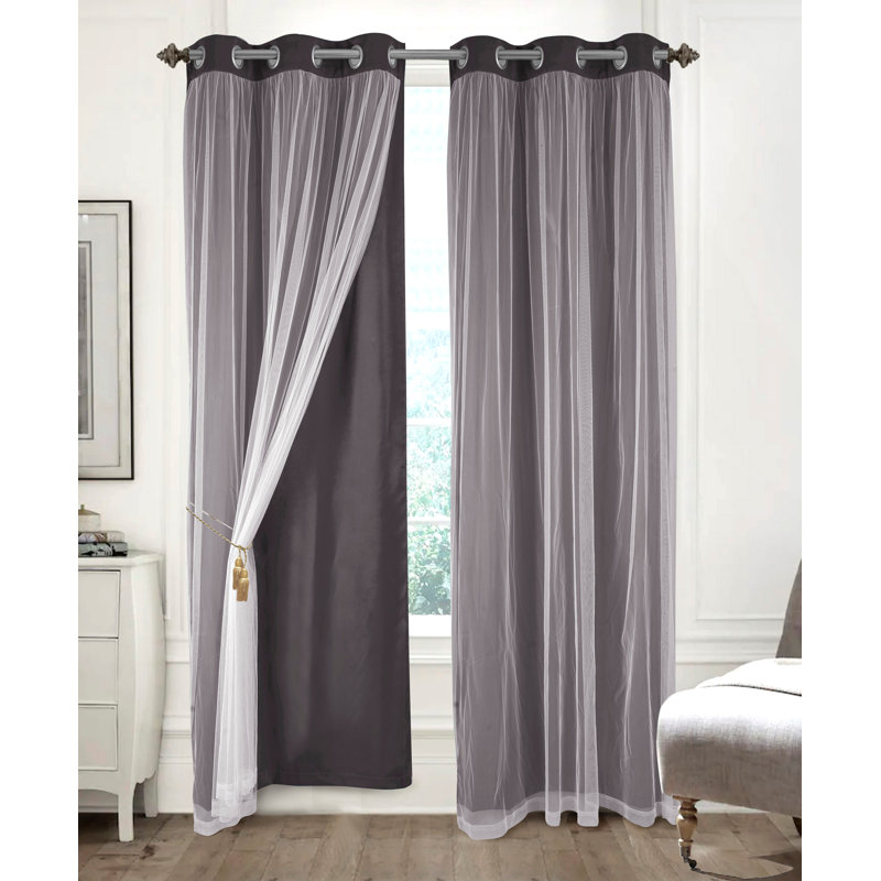 Paire de rideaux obscurcissant Hendrix, Gris anthracite, L 38 po x L 84 po