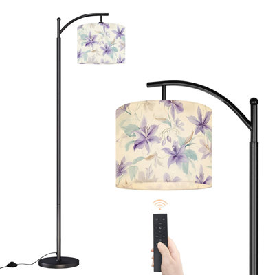 Arc Floor Lamp Abstract flower blooming design floral seamless Grunge textured Floor Lamps with Remote LED Lights Adjustable Lamp Shades Tall Standing Lamps for Reading Office Living Room