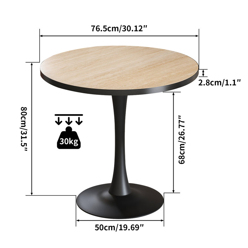 Mid-century Modern Round Dining Table Set For 2, Marble Kitchen Table & 2 Upholstered Chairs, Compact 3-piece Dining Set For Small Spaces, Kitchen, Living Room