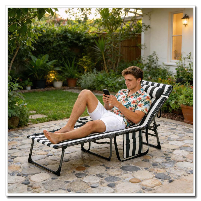 Fauteuil de bronzage élégant avec plateau