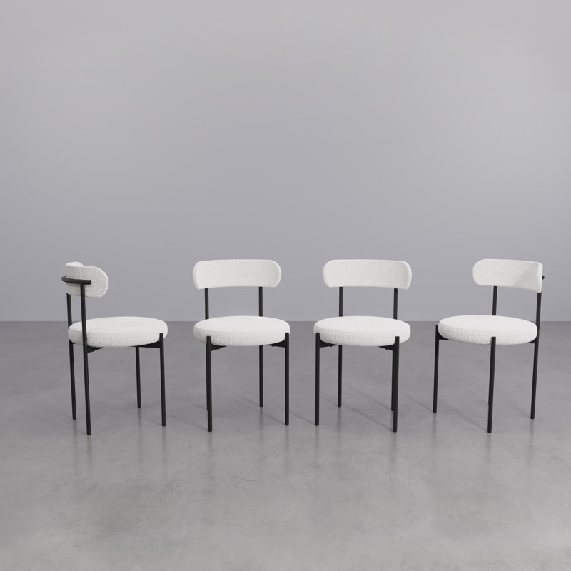 Ensemble de 2 chaises de salle à manger modernes et blanches Boucle Side, 4