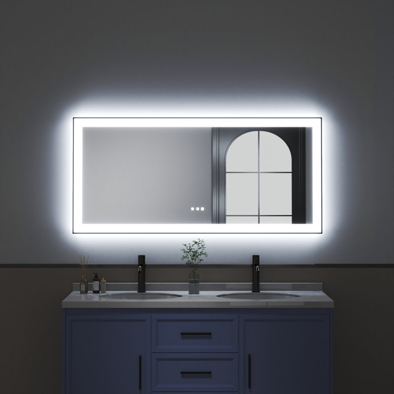 Miroir de salle de bain en verre trempé à DEL rétroéclairé et certifié anti-buée Waterpar ETL & UL, 28 po x 60 po