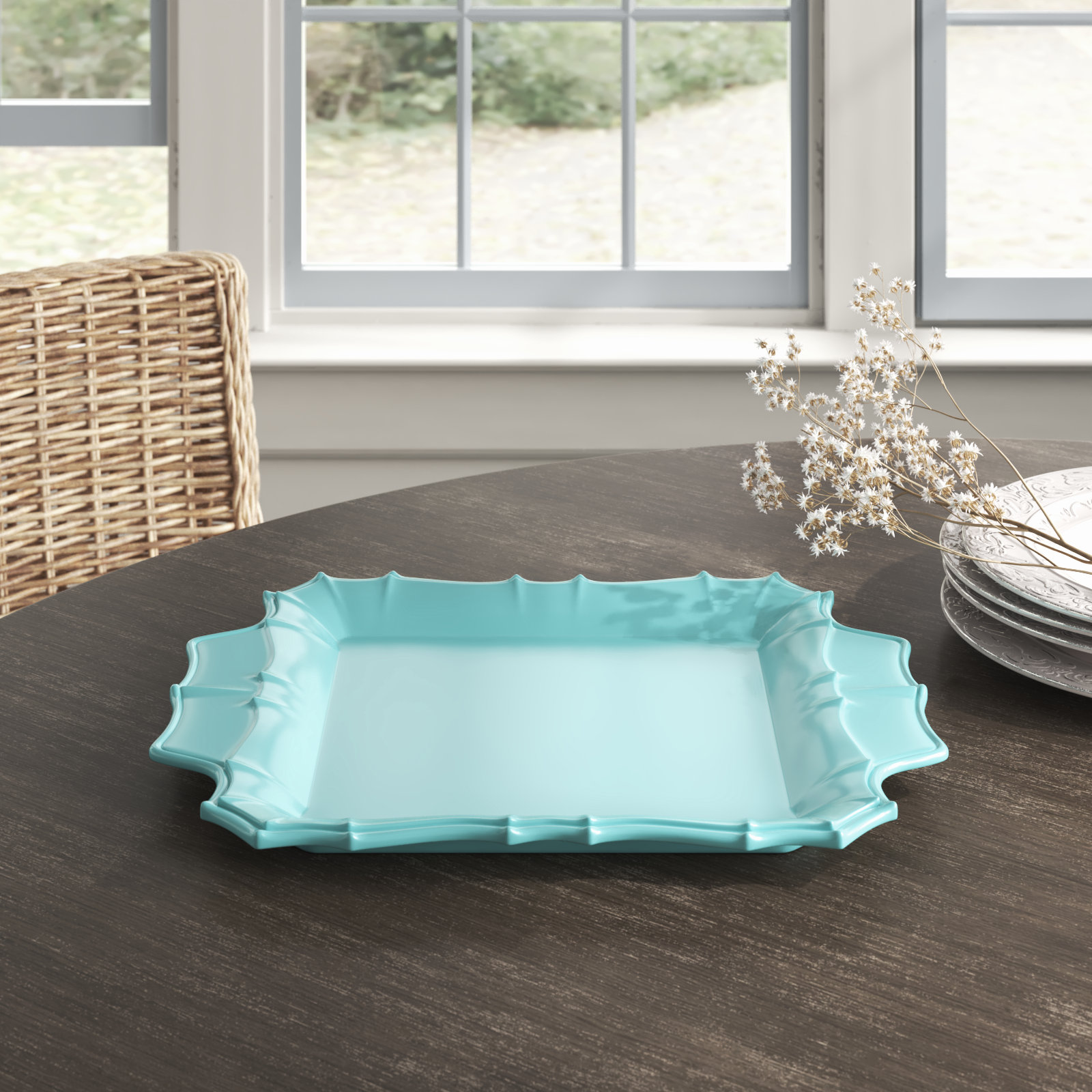 Chloe Square Platter, Turquoise