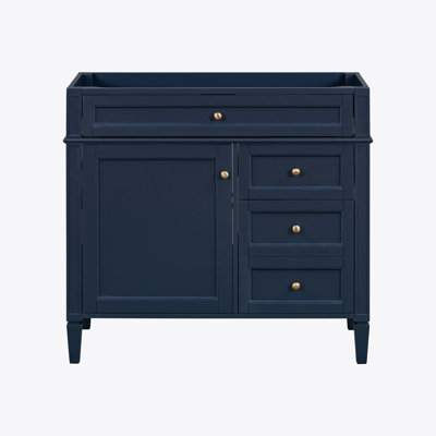 Meuble-lavabo de 36 po sans lavabo supérieur, armoire de rangement moderne avec 2 tiroirs et un tiroir rabattable, structure en bois massif