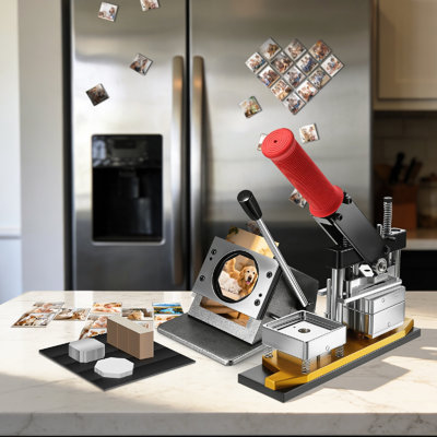 Fridge Magnet Maker Machine Kit, Refrigerator Sticker Making Machine 50x50mm DIY Photo Magnet Press Machine