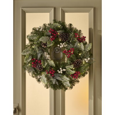 ARGENTO - 26" Wreath with 50 Warm White Lights