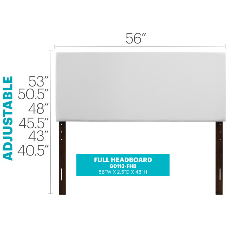 Elegant White Casual Full Headboard, Full , White