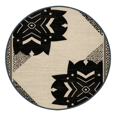 Soft Plush Eaddy Bohemian Moroccan Area Rug in Beige – Black Binding