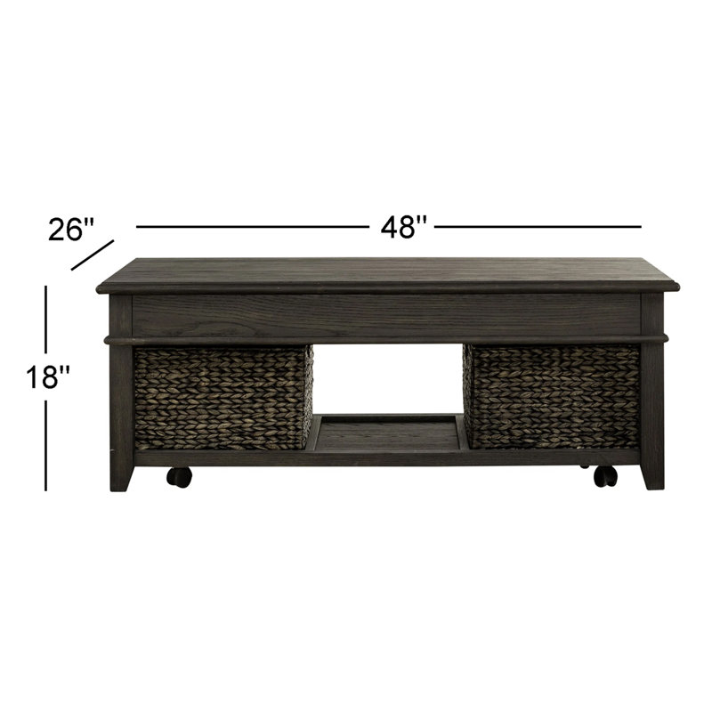 Odysseus Lift-Top Coffee Table w/ Casters