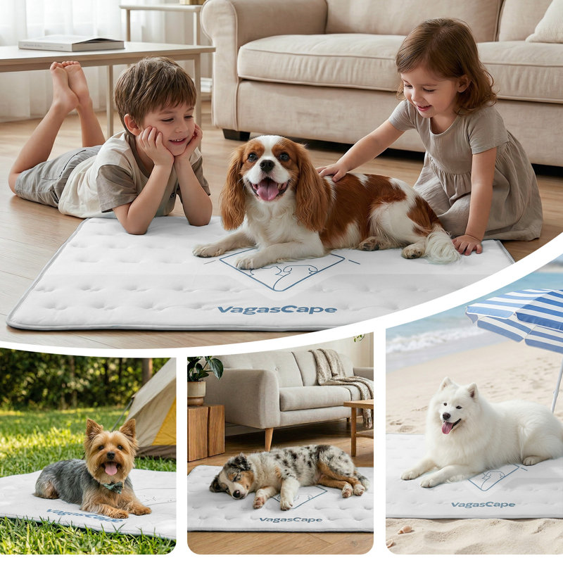  Tapis de refroidissement réversible pour chien 3.0, 47 po x 28 po, épais et durable, Large, Square Grey