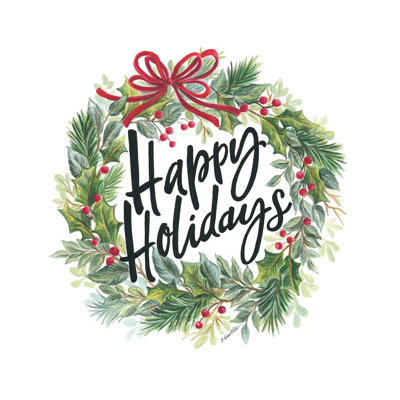 Happy Holidays Wreath - Wrapped Canvas Print