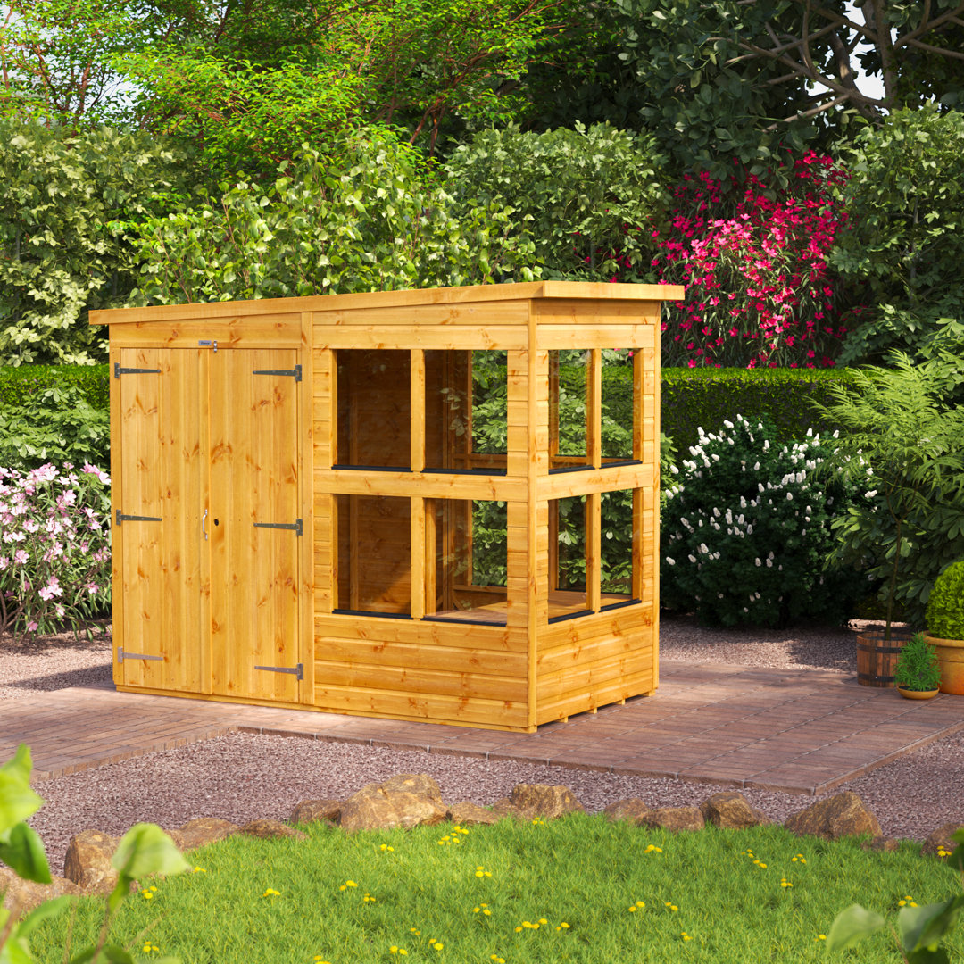 Powersheds 4 x 8ft Timber Tongue & Groove Pent Potting Shed Double Doors