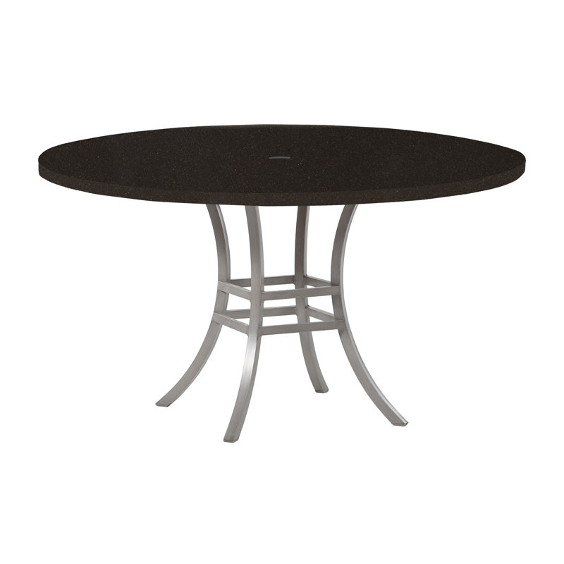 Superstone 48" Round Dining Table - Dove Grey Top/ancient Earth Base, Oyster, 29.5" H x 48" W x 48" L, Black Walnut