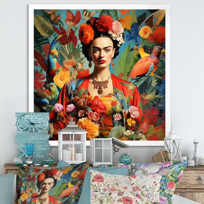 Art floral coloré Frida, chef-d'œuvre d'art mexicain I