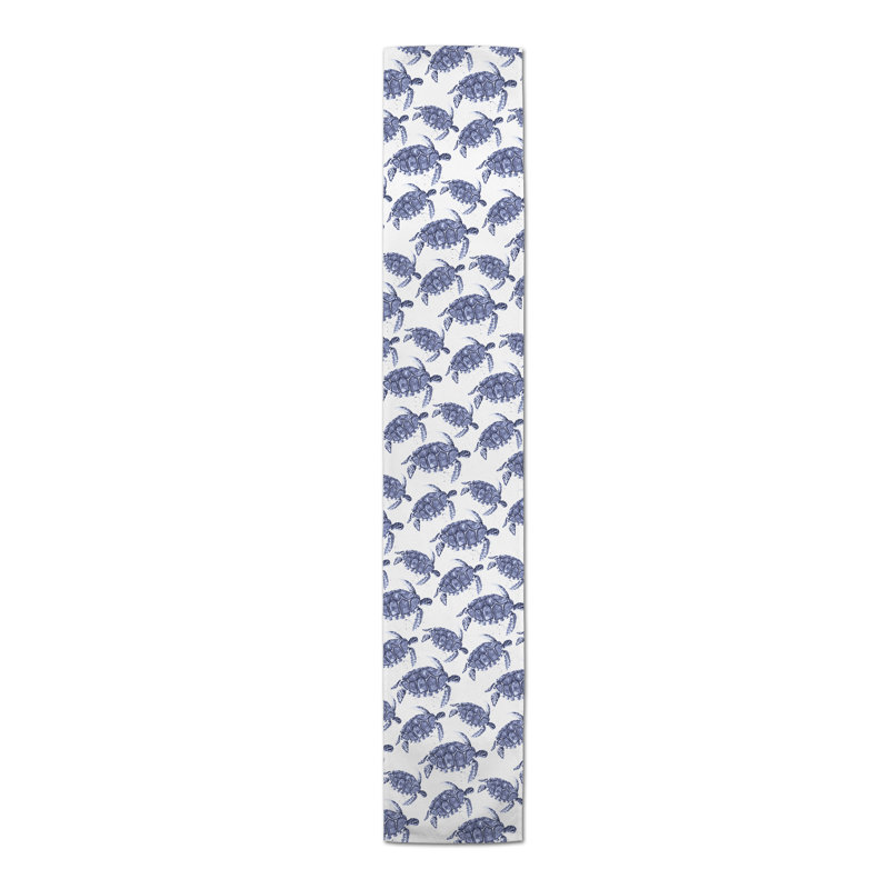Chemin de table géométrique Adamson, L 90 po x l 16 po, Bleu marine