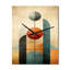 Horloge murale rétro géométrique circulaire orange et bleue III-99634475