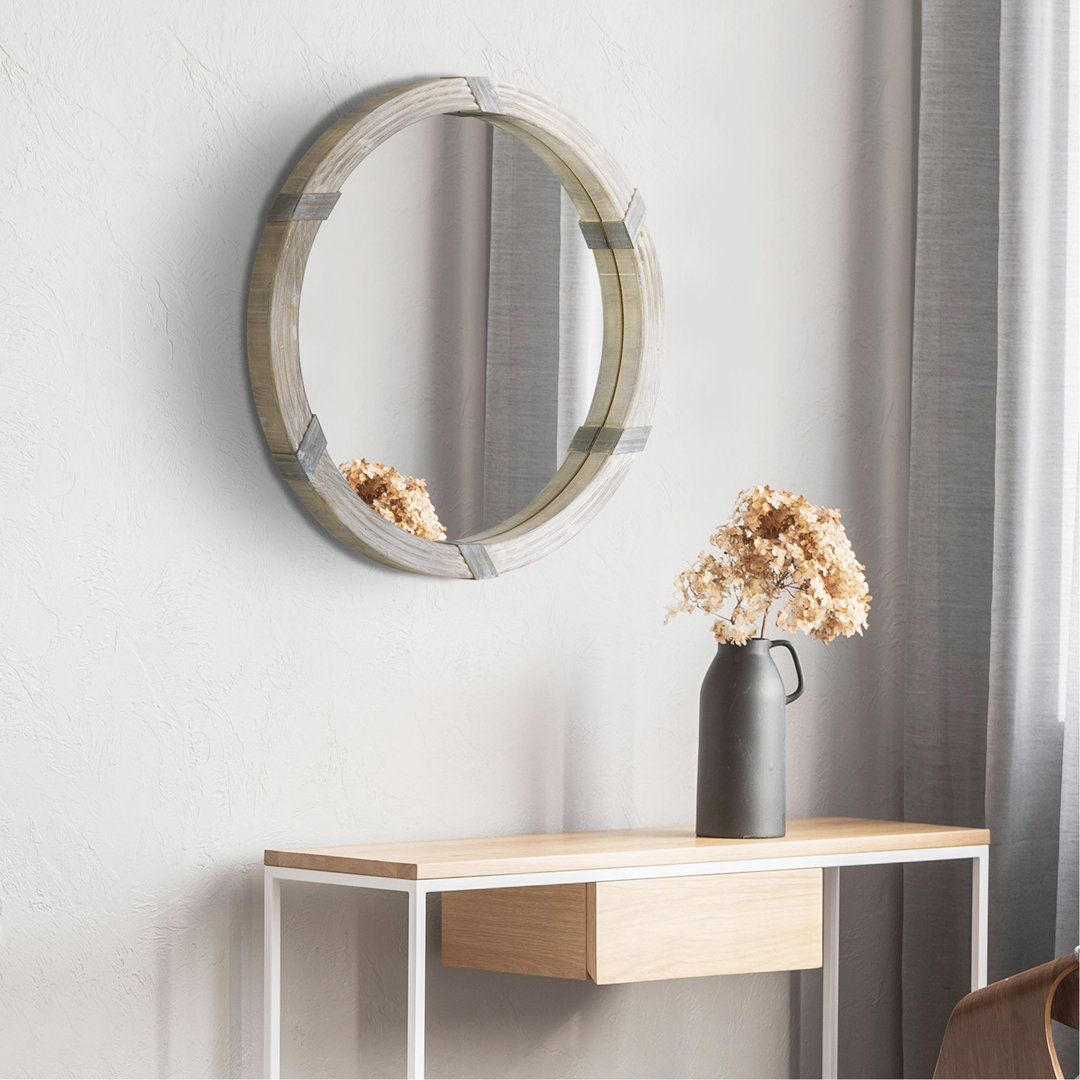 Kyng Solid Wood Round Mirror Beachcrest Home™