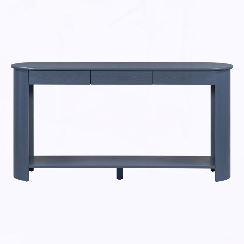 Console de 59,8 po avec 3 tiroirs, table d'entrée de style campagnard avec tablette, Navy Blue, Navy Blue, Marine