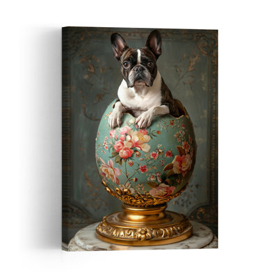 Whimsical Dog Easter Egg Elegant Vintage Whimsical Dog Portrait Spring Wall Art Print