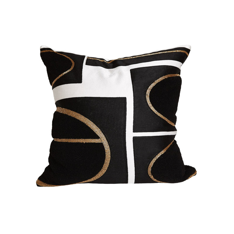 Brass Loop Pillow-Beige/Black