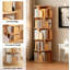 Bibliothèque rotative à 5 niveaux, bibliothèque ronde pivotante à 360 °, peu encombrante, petite bibliothèque rotative pour chambre à coucher, salon, maison, bureau, couleur bois-2055450427