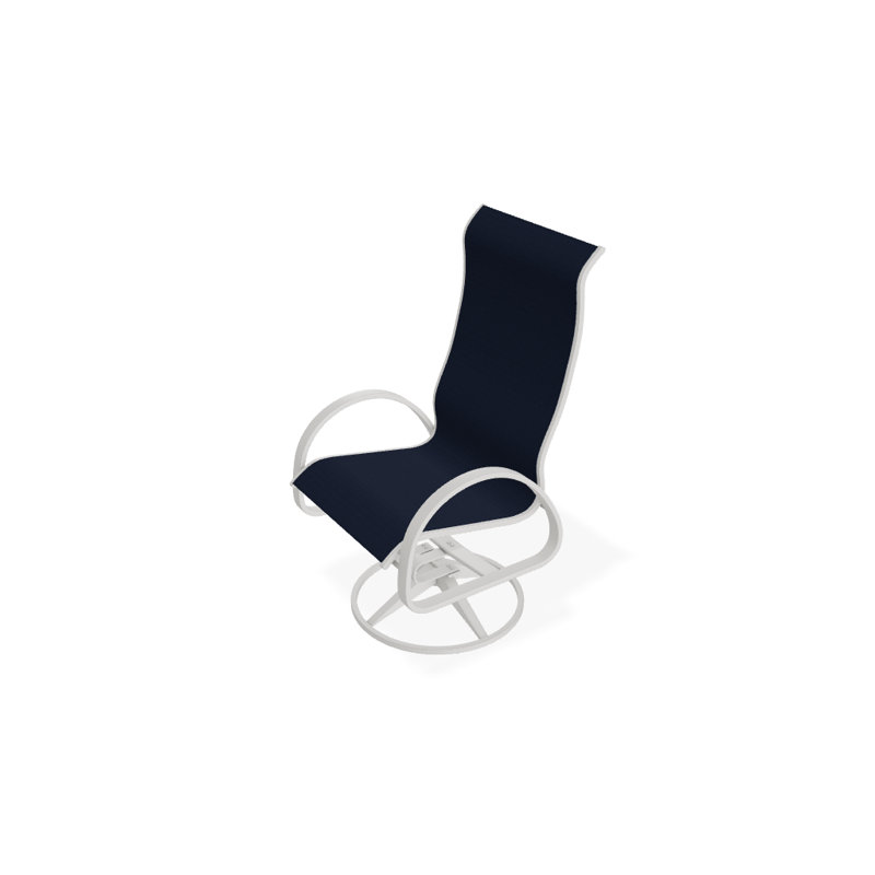 Fauteuil de patio pivotant Hiraku, Bleu marine 13D Sunbrella®, Neige texturée